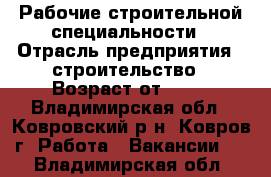 Рабочие строительной специальности › Отрасль предприятия ­ строительство › Возраст от ­ 18 - Владимирская обл., Ковровский р-н, Ковров г. Работа » Вакансии   . Владимирская обл.